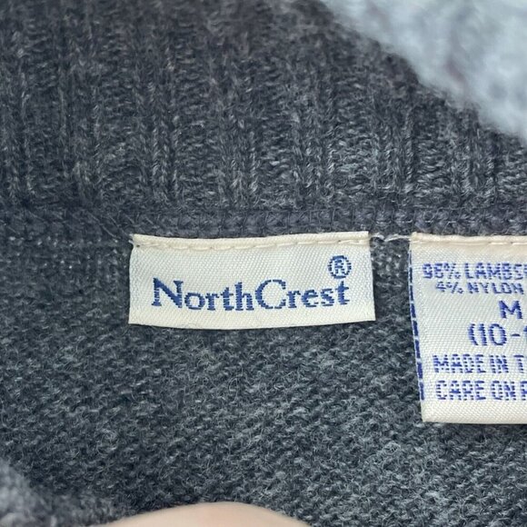 Northcrest Gray Fair Isle Lambswool/Nylon Zip-Up Cardigan Sweater M Womens 5922 - Picture 3 of 7